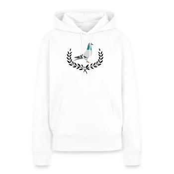 Pigeon avec couronne de laurier - Sweat à capuche Premium bio Femme - blanc - Devant - Julia (174cm)
