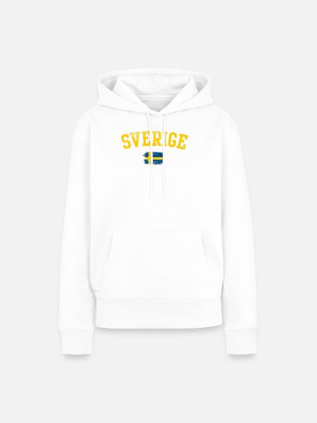 Sverige-Bogen-Flaggenemblem - Frauen Premium Bio Hoodie - Weiß