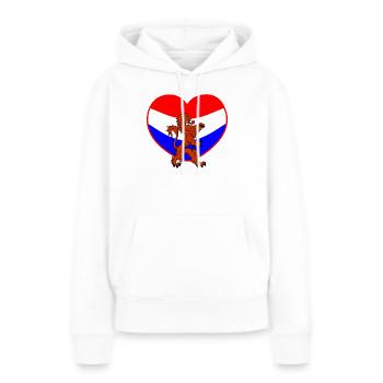 Lion hollandais au cœur rouge blanc bleu - Sweat à capuche Premium bio Femme - blanc - Devant - Julia (174cm)