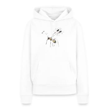 Dessin de minuscule mouche - Sweat à capuche Premium bio Femme - blanc - Devant - Julia (174cm)