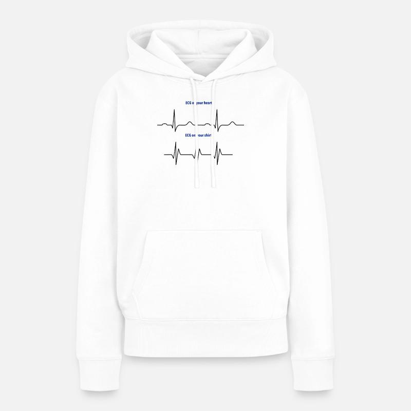 Électrocardiogramme (ECG) rythme réel vs mode - Sweat à capuche Premium bio Femme - blanc