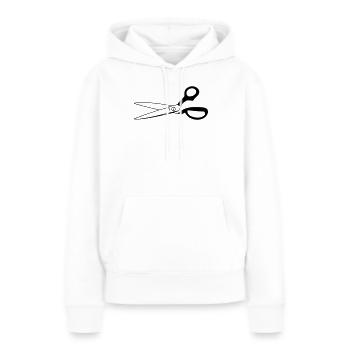 Ciseaux artisanaux - Sweat à capuche Premium bio Femme - blanc - Devant - Julia (174cm)