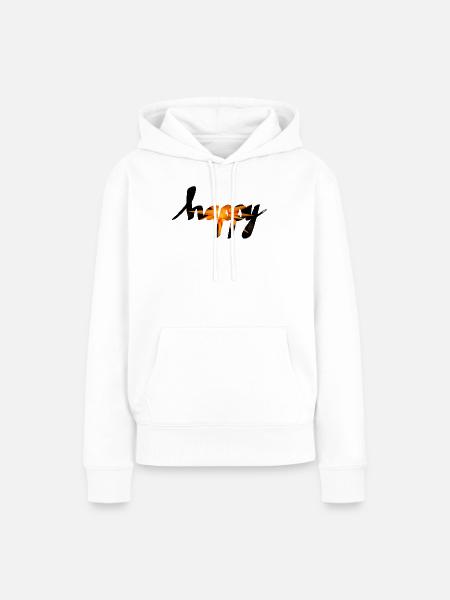 glücklich - Frauen Premium Bio Hoodie - Weiß