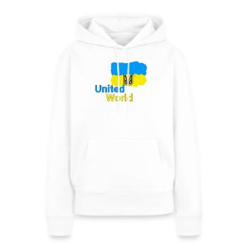 United World - Ukraine - Frauen Premium Bio Hoodie - Weiß - Vorne - Julia (174cm)