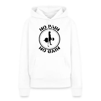 Haltérophilie Pas de douleur Pas de gain Sports - Sweat à capuche Premium bio Femme - blanc - Devant - Julia (174cm)