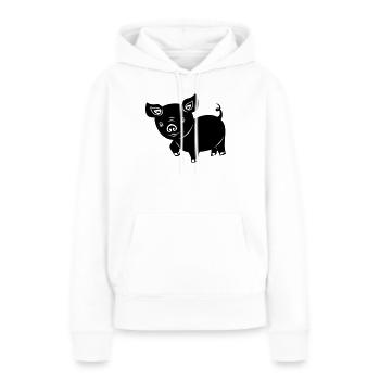 Logo du porcelet de porc Image de l’ombre - Sweat à capuche Premium bio Femme - blanc - Devant - Julia (174cm)