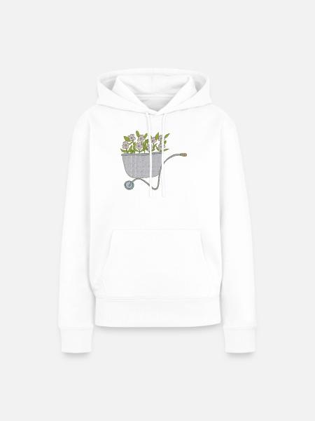 schubkarren blumen - Frauen Premium Bio Hoodie - Weiß