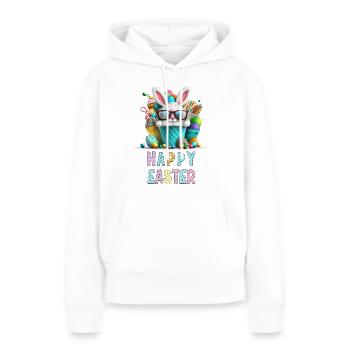 Joyeux Pâques - Joyeuses Pâques Bunny - Sweat à capuche Premium bio Femme - blanc - Devant - Julia (174cm)