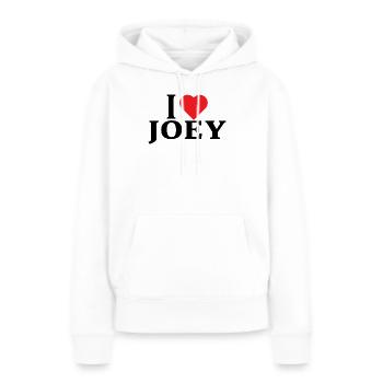 nom t-shirt J’aime Joey idée cadeau t-shirt - Sweat à capuche Premium bio Femme - blanc - Devant - Julia (174cm)