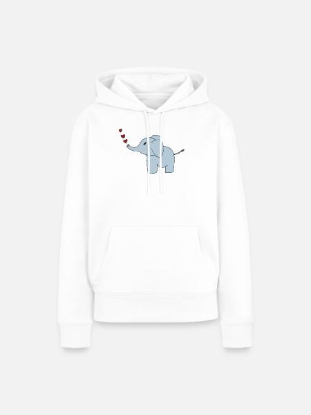 elefant herzen - Frauen Premium Bio Hoodie - Weiß