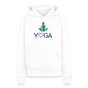 Yoga - Sweat à capuche Premium bio Femme - blanc - Devant - Julia (174cm)