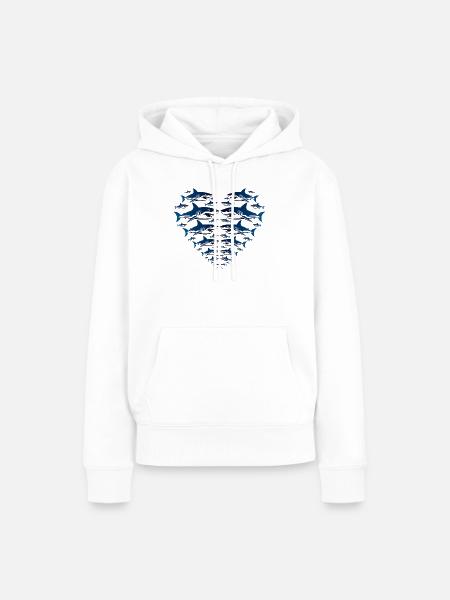 Shark Heart - Frauen Premium Bio Hoodie - Weiß