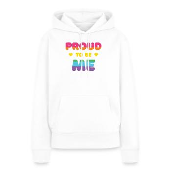 LGBTQ+ Fierté d’être moi - Mois de la fierté - Sweat à capuche Premium bio Femme - blanc - Devant - Julia (174cm)