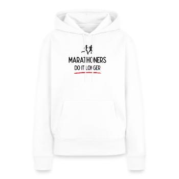 Marathonläufer machen es länger - Frauen Premium Bio Hoodie - Weiß - Vorne - Julia (174cm)