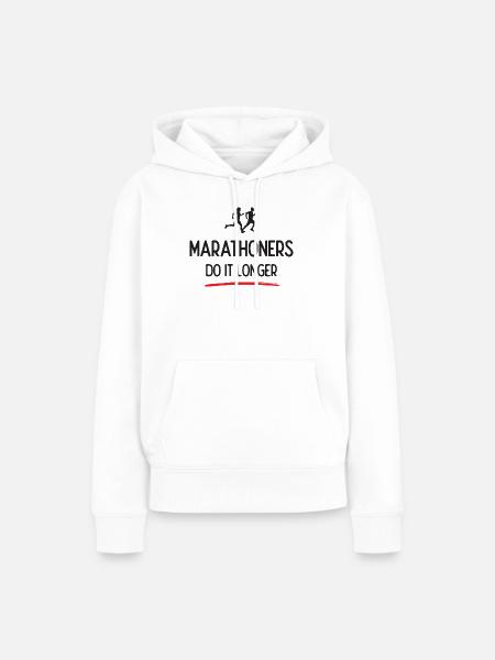 Marathonläufer machen es länger - Frauen Premium Bio Hoodie - Weiß