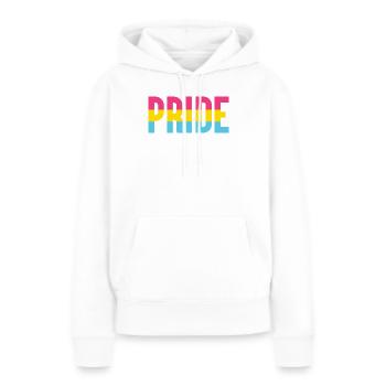 Mois de la fierté LGBT - Fierté pansexuelle - Sweat à capuche Premium bio Femme - blanc - Devant - Julia (174cm)