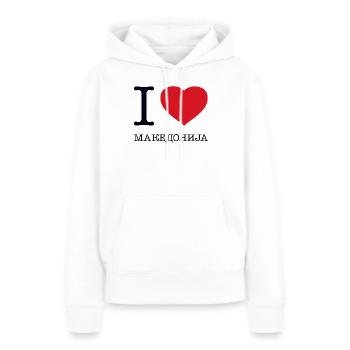 I LOVE MACEDONIA - Frauen Premium Bio Hoodie - Weiß - Vorne - Julia (174cm)