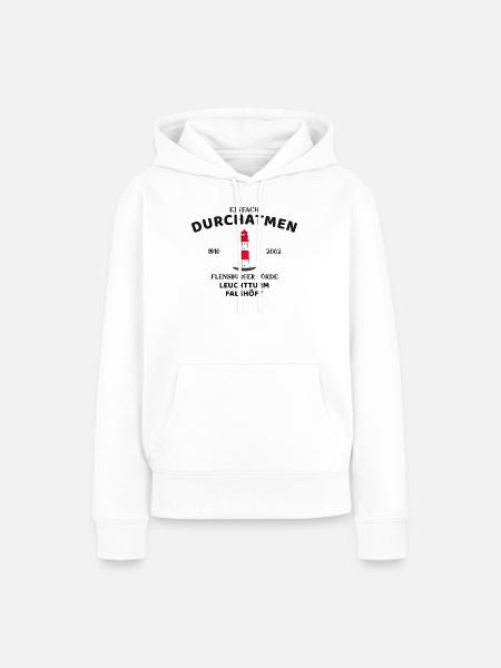 Flensburger Förde, Leuchtturm Falshöft, Durchatmen - Frauen Premium Bio Hoodie - Weiß