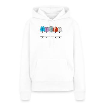 Magasin de vêtements mannequin standard pour hommes - Sweat à capuche Premium bio Femme - blanc - Devant - Julia (174cm)