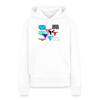 Logo de lingerie avec slips et caleçons - Sweat à capuche Premium bio Femme - blanc - Devant - Julia (174cm)