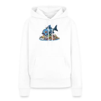 Fisch im Plastik Meer Umweltverschmutzung Shirt - Frauen Premium Bio Hoodie - Weiß - Vorne - Julia (174cm)