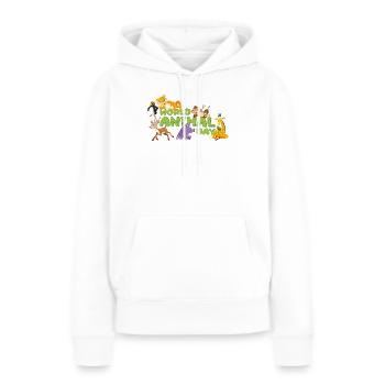 Journée mondiale des animaux Cartoon Tee - Sweat à capuche Premium bio Femme - blanc - Devant - Julia (174cm)
