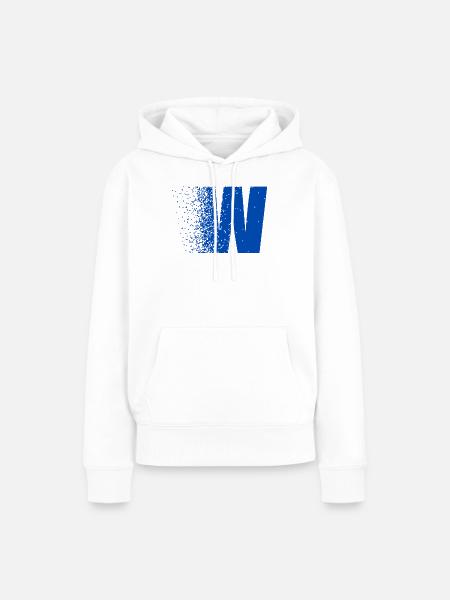 Fragmentiertes W in fettem Blau - Frauen Premium Bio Hoodie - Weiß