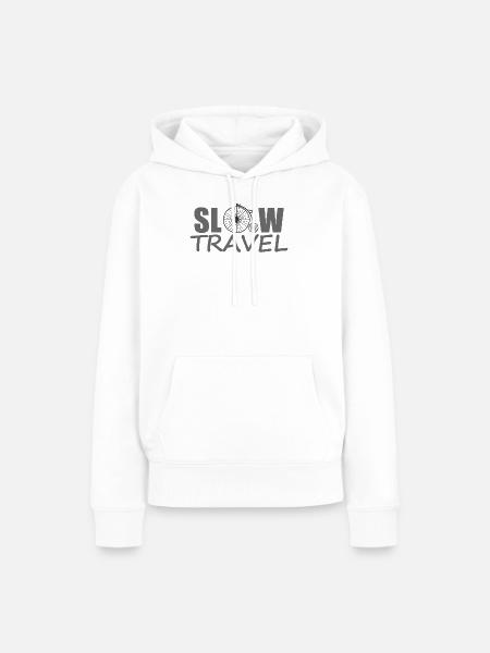 SLOW TRAVEL - Frauen Premium Bio Hoodie - Weiß