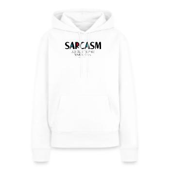 Sarcasme - Sweat à capuche Premium bio Femme - blanc - Devant - Julia (174cm)