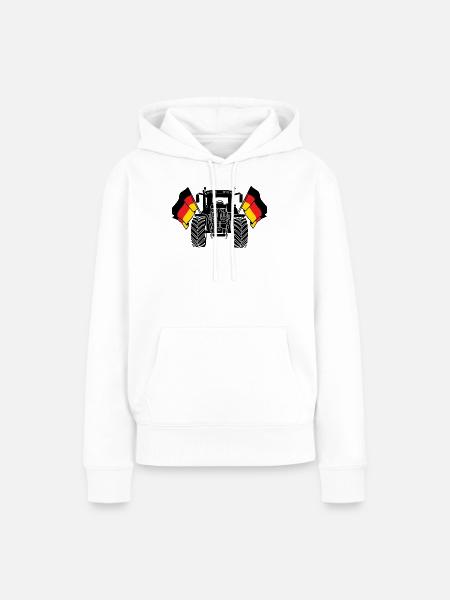 Traktor zwei Fahnen Deutschland - Frauen Premium Bio Hoodie - Weiß