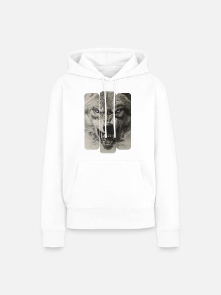 Großer böser Wolf - Frauen Premium Bio Hoodie - Weiß