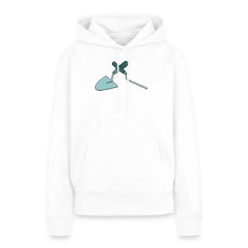 Clou et truelle à joints, maçon - Sweat à capuche Premium bio Femme - blanc - Devant - Julia (174cm)