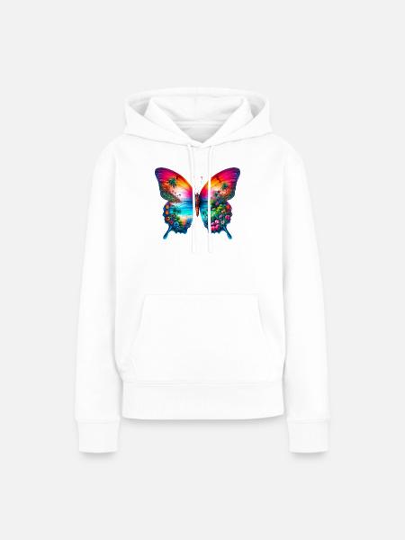 Schmetterling - Frauen Premium Bio Hoodie - Weiß