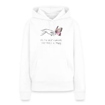 Kleine Momente - Glück - Achtsamkeit - Selbstliebe - Frauen Premium Bio Hoodie - Weiß - Vorne - Julia (174cm)