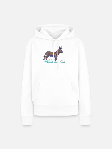 Regenbogen-Einhorn auf Wolken - Frauen Premium Bio Hoodie - Weiß