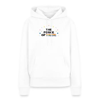 Mois de la fierté LGBT - La force de la fierté - Sweat à capuche Premium bio Femme - blanc - Devant - Julia (174cm)