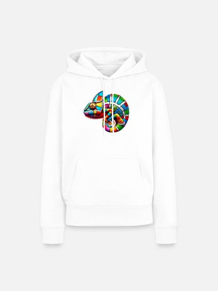 Chamäleon Mondrian - Frauen Premium Bio Hoodie - Weiß