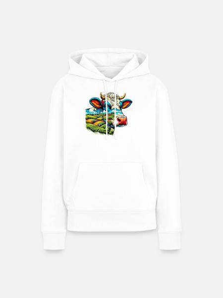 Kuh - Frauen Premium Bio Hoodie - Weiß