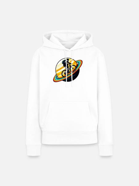 Radfahrer auf dem Saturn - Frauen Premium Bio Hoodie - Weiß