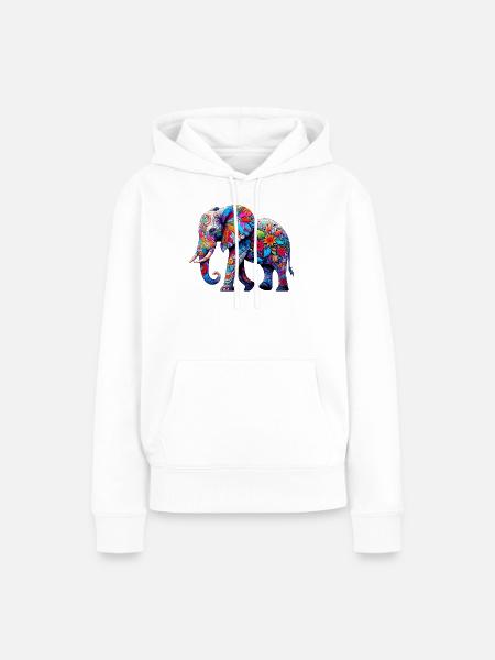 Elefant - Frauen Premium Bio Hoodie - Weiß