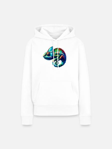 Polygonales Chamäleon - Frauen Premium Bio Hoodie - Weiß