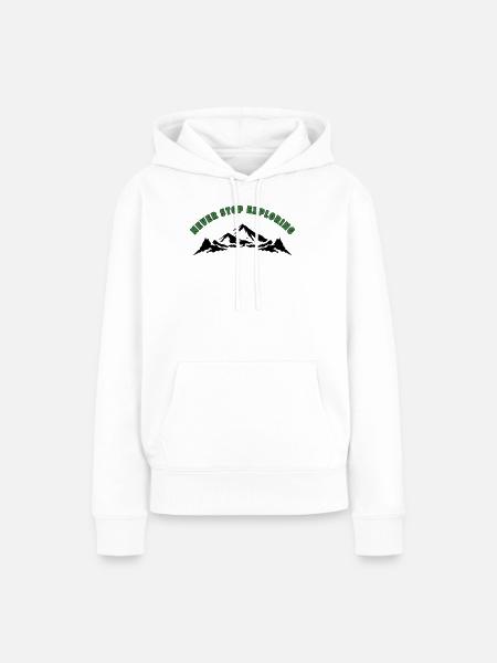 Never Stop Exploring - Women’s Premium Organic Hoodie - white