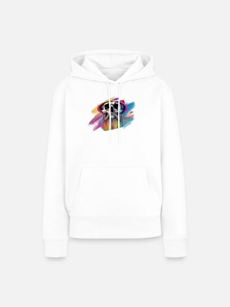 Bunte Regenbogen-Totenkopf-Designe - Frauen Premium Bio Hoodie - Weiß