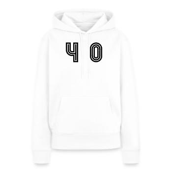 40. 40 ANS. 40e ANNIVERSAIRE. ANNIVERSAIRE 40 ANS. - Sweat à capuche Premium bio Femme - blanc - Devant - Julia (174cm)
