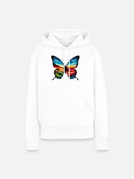 Schmetterling - Frauen Premium Bio Hoodie - Weiß
