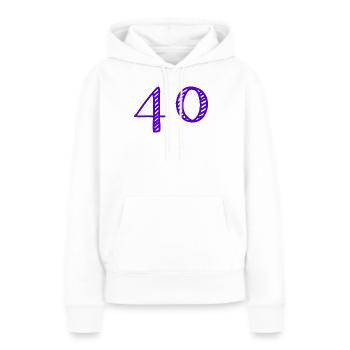 40. 40 ANS. 40e ANNIVERSAIRE. ANNIVERSAIRE 40 ANS. - Sweat à capuche Premium bio Femme - blanc - Devant - Julia (174cm)