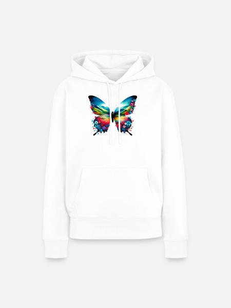 Schmetterling - Frauen Premium Bio Hoodie - Weiß