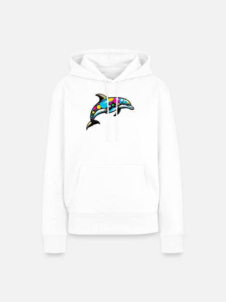Delfin - Frauen Premium Bio Hoodie - Weiß