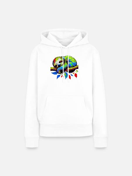 Faultier - Frauen Premium Bio Hoodie - Weiß