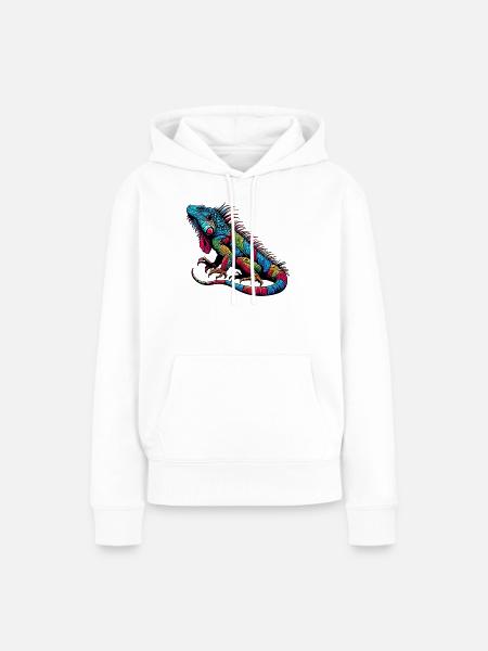Leguan - Frauen Premium Bio Hoodie - Weiß